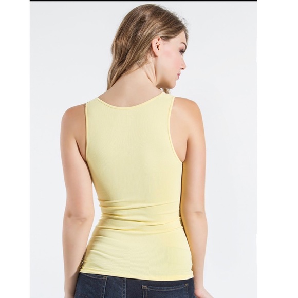 Yellow Ribbed Stretchy Tank - Picture 2 of 5